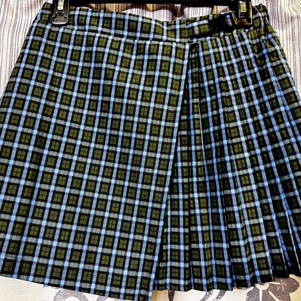 Wild Fable Preppy Blue and Green A-Line‎ Friends Rachel Pleated Skirt Size S